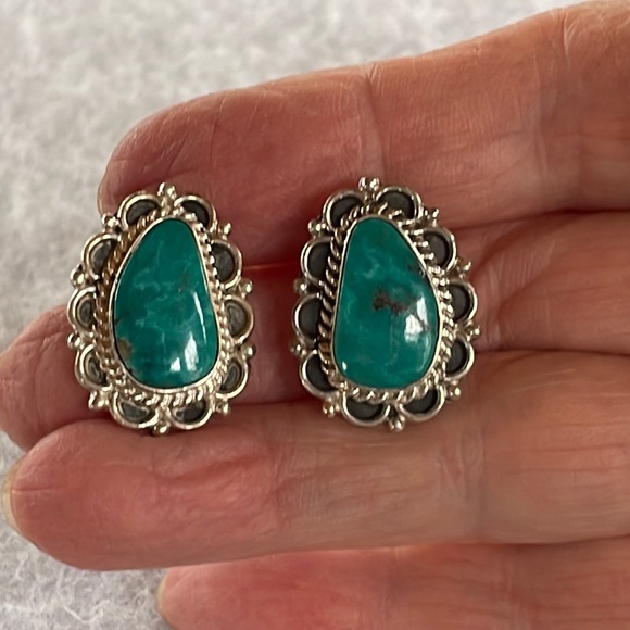 Turquoise &Sterling Earrings - Picture 1 of 3